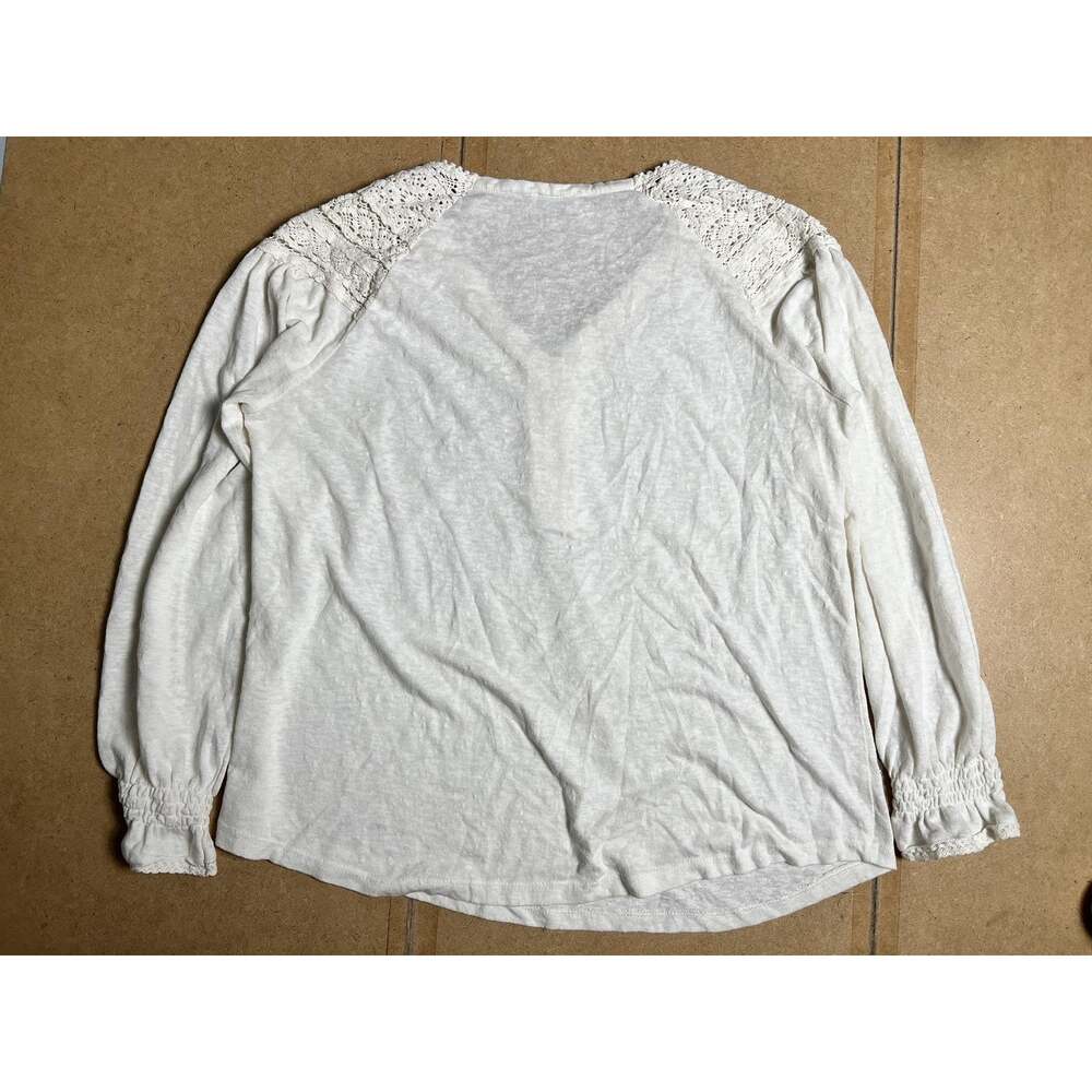 Sundance Tunic Womens L White Crochet V-Neck Long Sleeve Button Lightweight - Picture 8 of 8